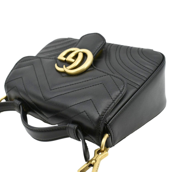 GUCCI GG Marmont Leather Top Handle Crossbody Bag Black 547260