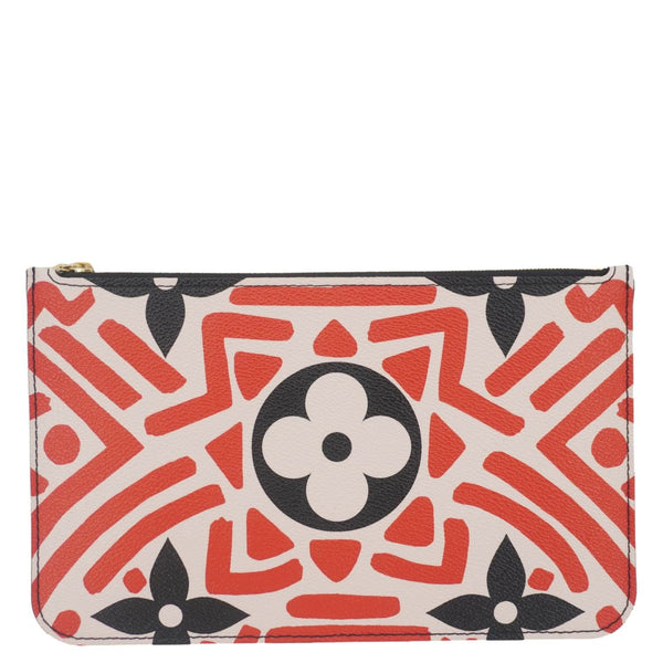 LOUIS VUITTON Neverfull Crafty Giant Monogram Canvas Wristlet Pouch Red