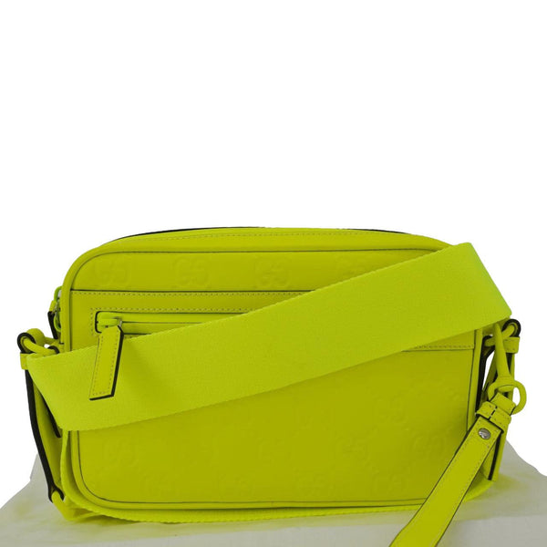 GUCCI GG Small Rubber Effect Leather Crossbody Bag Neon Yellow 771293