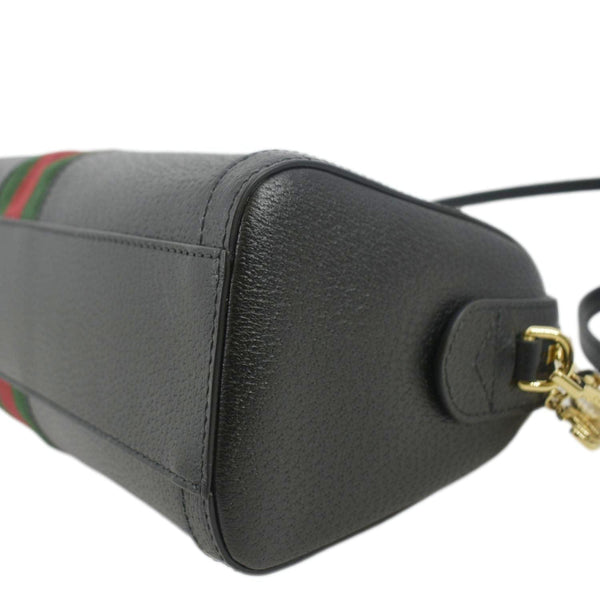GUCCI Ophidia GG Web Leather Top Handle Shoulder Bag Black 524532