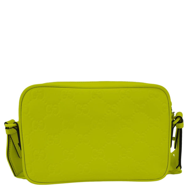 GUCCI GG Small Rubber Effect Leather Crossbody Bag Neon Yellow 771293