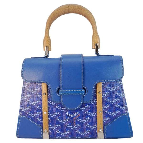 GOYARD Saigon Mini Chevron Print Coated Canvas Top Handle Shoulder Bag Blue