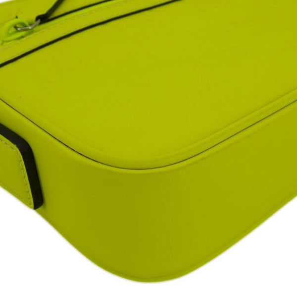 GUCCI GG Small Rubber Effect Leather Crossbody Bag Neon Yellow 771293