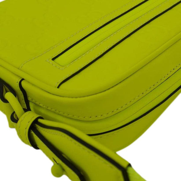 GUCCI GG Small Rubber Effect Leather Crossbody Bag Neon Yellow 771293