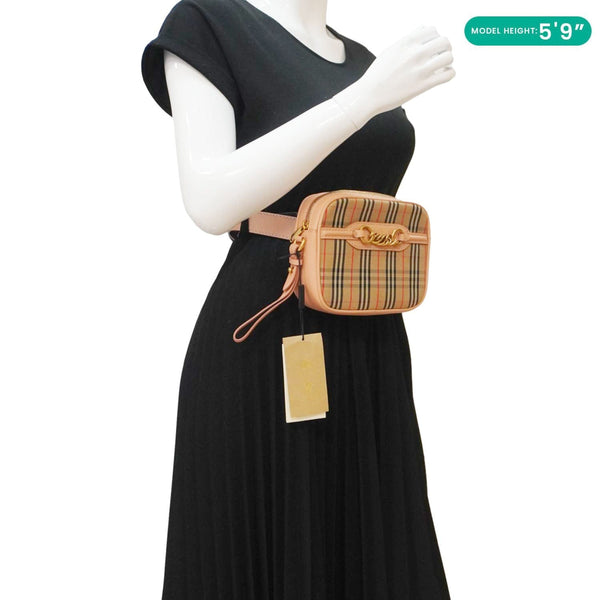 BURBERRY 1983 Knight Link Check Canvas Bumbag Beige