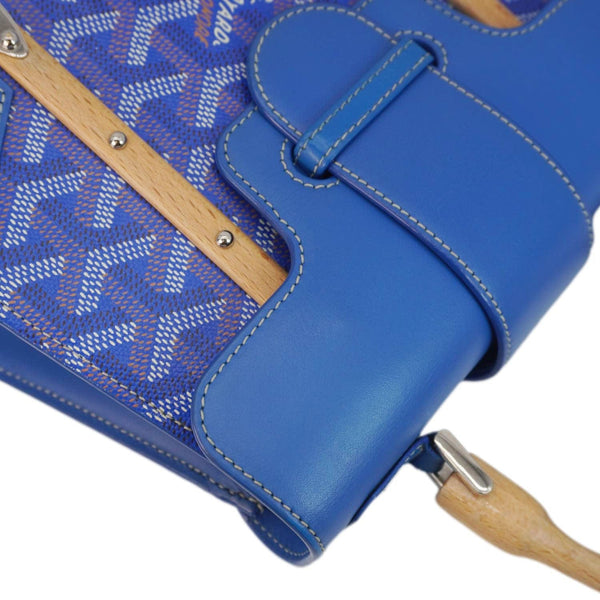 GOYARD Saigon Mini Chevron Print Coated Canvas Top Handle Shoulder Bag Blue