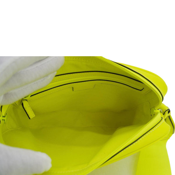 GUCCI GG Small Rubber Effect Leather Crossbody Bag Neon Yellow 771293