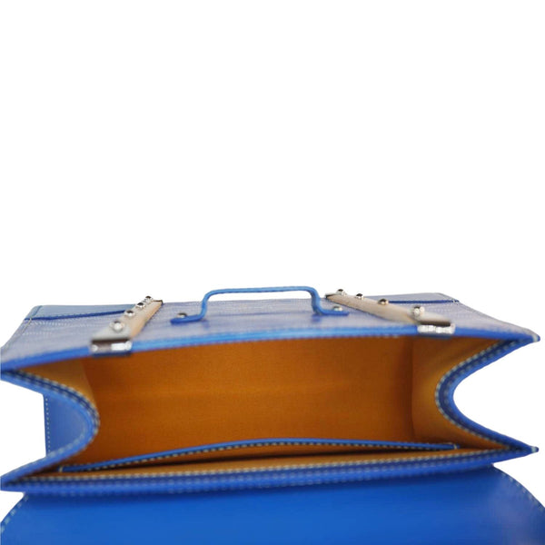 GOYARD Saigon Mini Chevron Print Coated Canvas Top Handle Shoulder Bag Blue