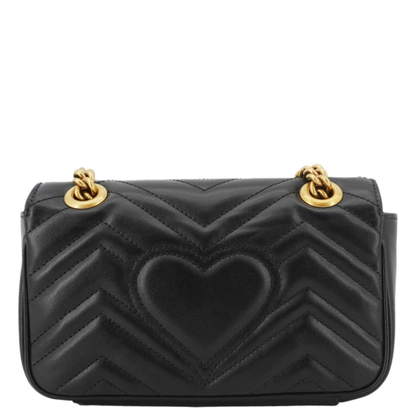 GUCCI GG Marmont Mini Leather Shoulder Bag Black 446744