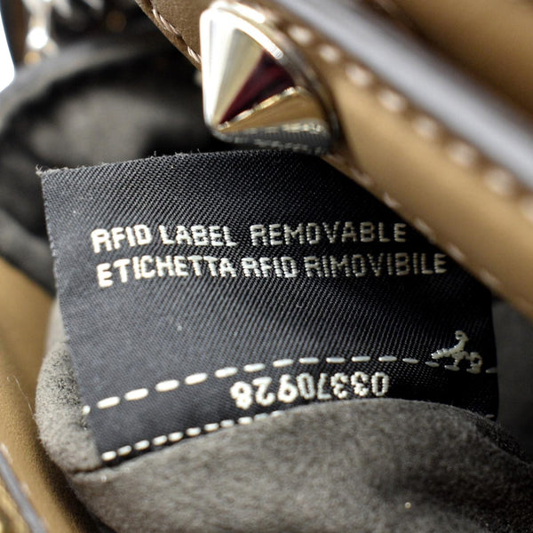 FENDI DotCom Flower Embellished Leather Shoulder Bag Tan