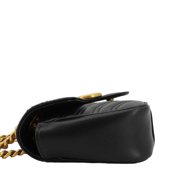 GUCCI GG Marmont Mini Leather Shoulder Bag Black 446744