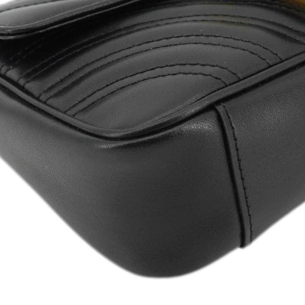 GUCCI GG Marmont Mini Leather Shoulder Bag Black 446744