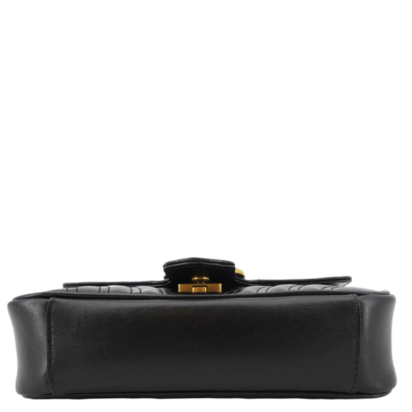 GUCCI GG Marmont Mini Leather Shoulder Bag Black 446744