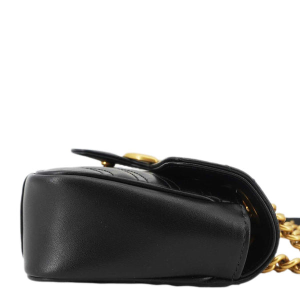 GUCCI GG Marmont Mini Leather Shoulder Bag Black 446744