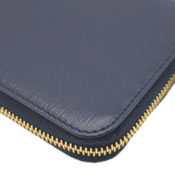 PRADA Zip Around Leather Wallet Blue