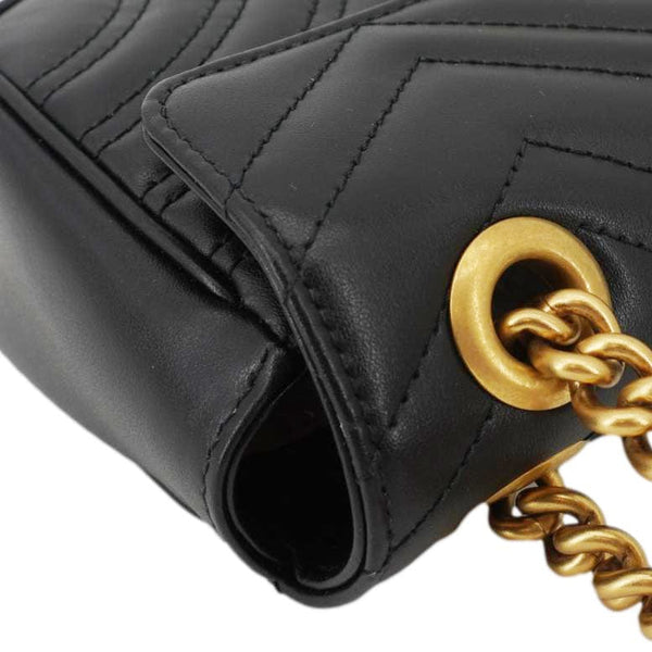 GUCCI GG Marmont Mini Leather Shoulder Bag Black 446744
