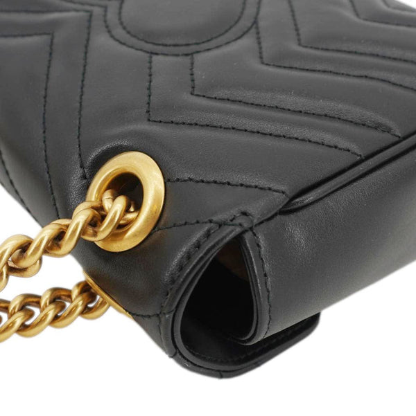 GUCCI GG Marmont Mini Leather Shoulder Bag Black 446744