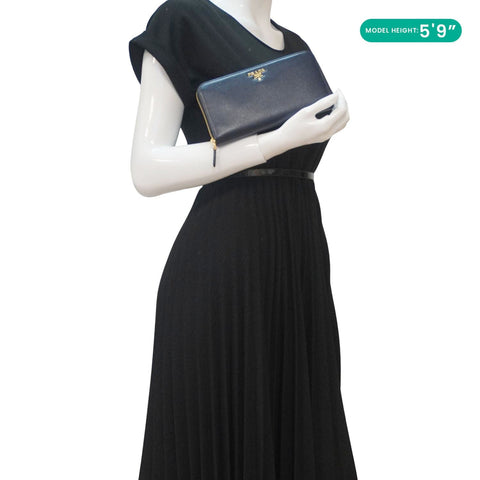 PRADA Zip Around Leather Wallet Blue