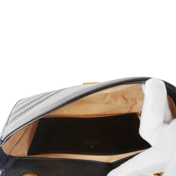 GUCCI GG Marmont Mini Leather Shoulder Bag Black 446744