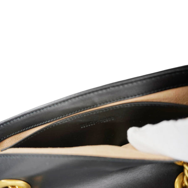GUCCI GG Marmont Mini Leather Shoulder Bag Black 446744