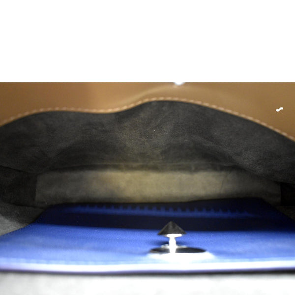 FENDI DotCom Flower Embellished Leather Shoulder Bag Tan