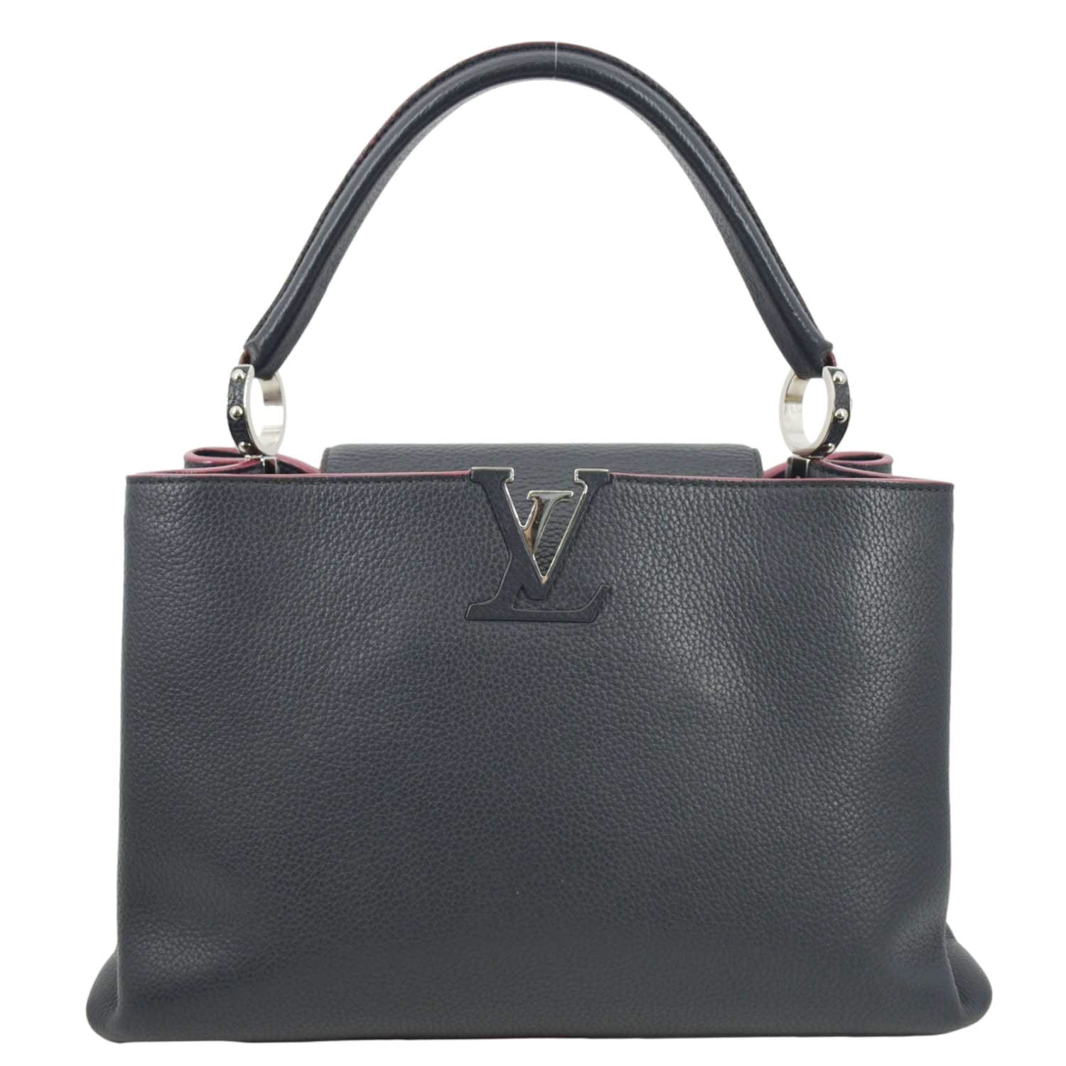 LOUIS VUITTON Capucines Taurillon Leather Satchel Bag Black