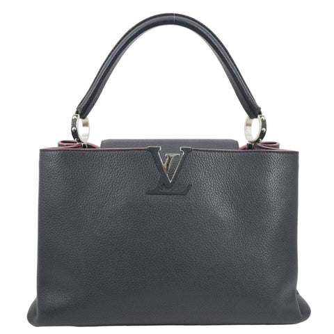 LOUIS VUITTON Capucines Taurillon Leather Satchel Bag Black