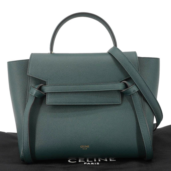 CELINE Micro Belt Grained Leather Shoulder Bag Green