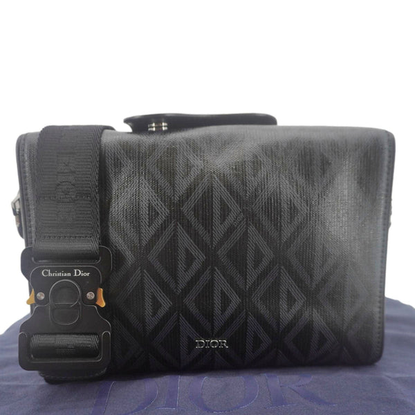 CHRISTIAN DIOR Lingot 22 CD Diamond Canvas Messenger Bag Black