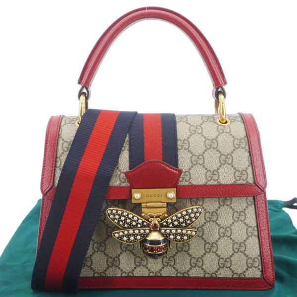 GUCCI Queen Margaret Bee GG Supreme Canvas Shoulder Bag Red 476541