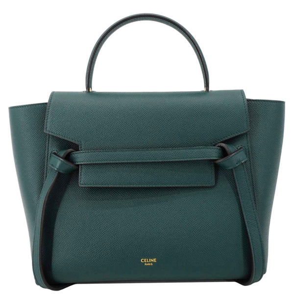 CELINE Micro Belt Grained Leather Shoulder Bag Green