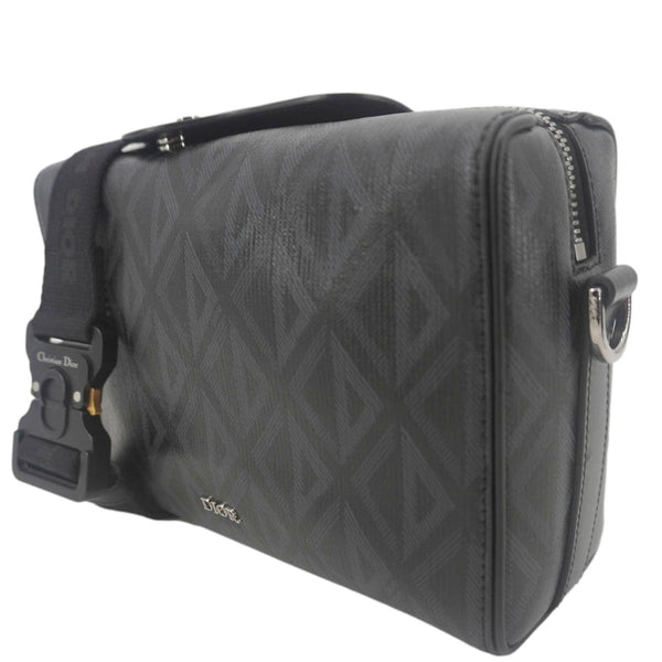 CHRISTIAN DIOR Lingot 22 CD Diamond Canvas Messenger Bag Black