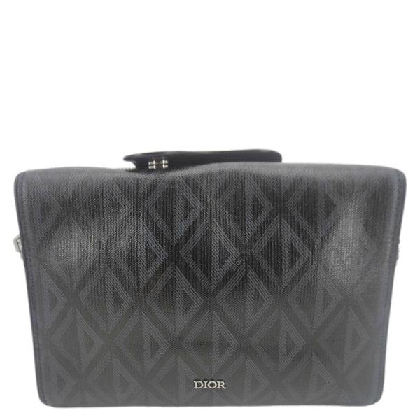 CHRISTIAN DIOR Lingot 22 CD Diamond Canvas Messenger Bag Black