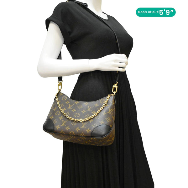 LOUIS VUITTON Boulogne Monogram Canvas Shoulder Bag Black dummy look