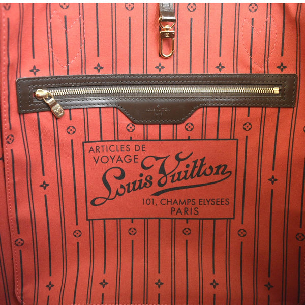 LOUIS VUITTON Neverfull GM Damier Ebene Tote Shoulder Bag Brown