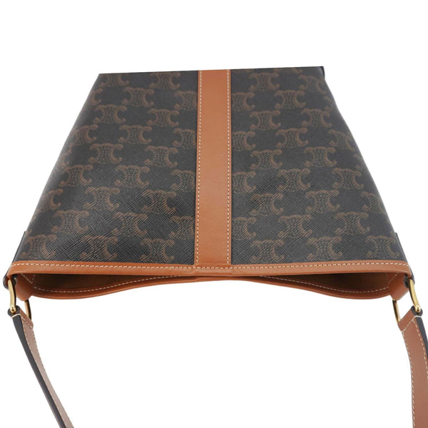 CELINE Small Triomphe Canvas Bucket Bag Tan