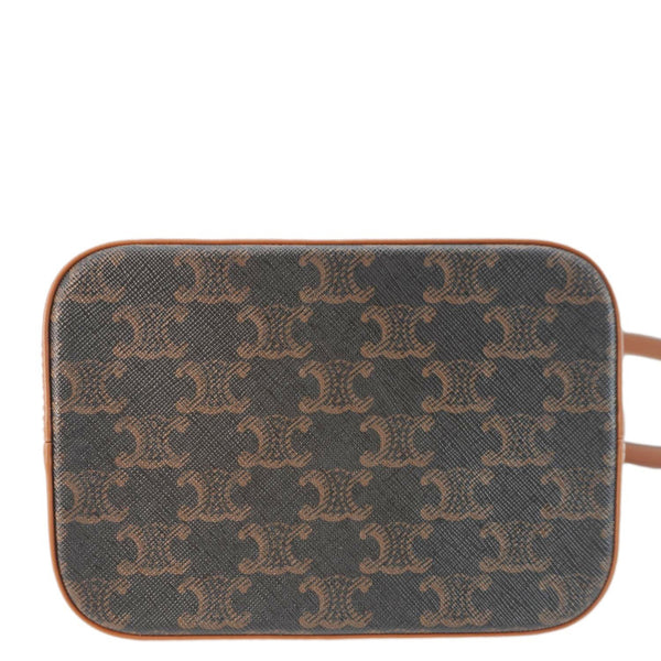 CELINE Small Triomphe Canvas Bucket Bag Tan