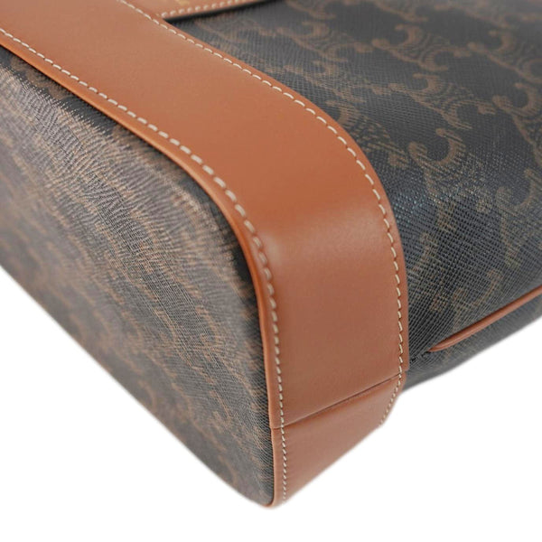 CELINE Small Triomphe Canvas Bucket Bag Tan