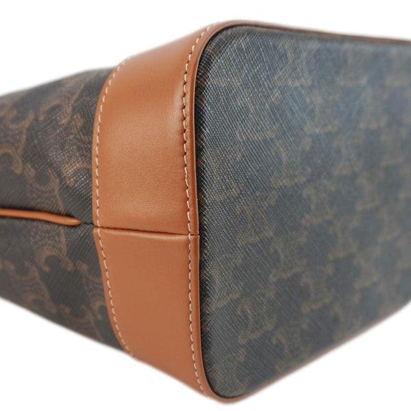 CELINE Small Triomphe Canvas Bucket Bag Tan