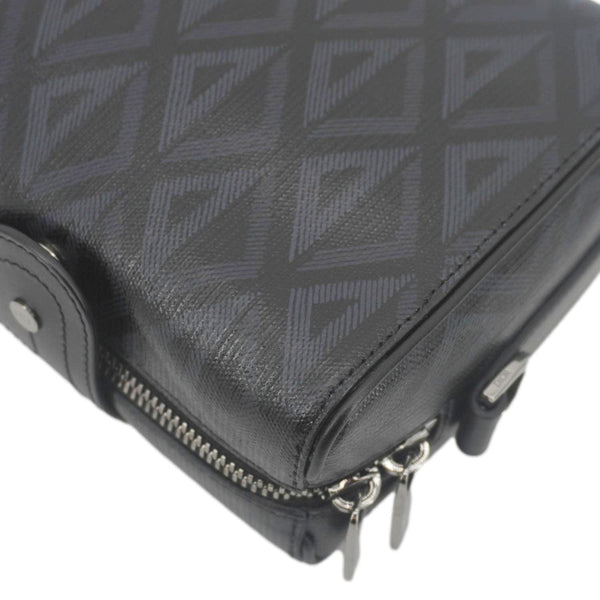 CHRISTIAN DIOR Lingot 22 CD Diamond Canvas Messenger Bag Black