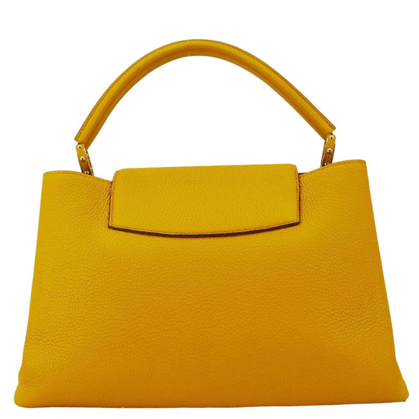 LOUIS VUITTON Capucines MM Taurillon Leather Satchel Bag Yellow