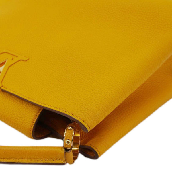 LOUIS VUITTON Capucines MM Taurillon Leather Satchel Bag Yellow