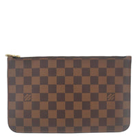 LOUIS VUITTON Neverfull Wristlet Damier Ebene Pouch Brown