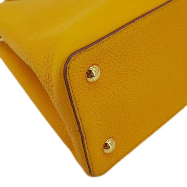 LOUIS VUITTON Capucines MM Taurillon Leather Satchel Bag Yellow
