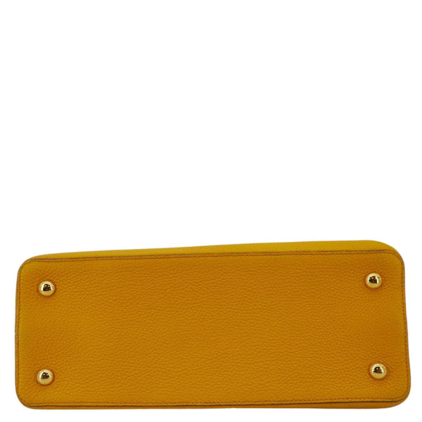 LOUIS VUITTON Capucines MM Taurillon Leather Satchel Bag Yellow