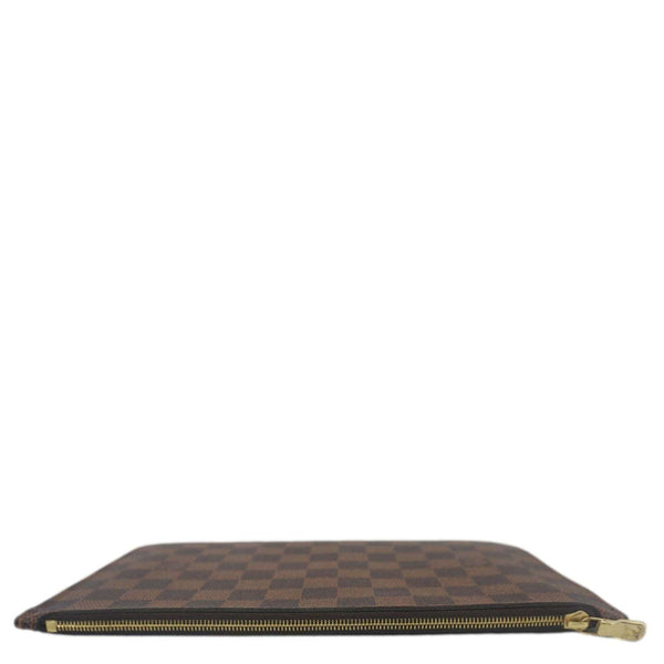 LOUIS VUITTON Neverfull Wristlet Damier Ebene Pouch Brown