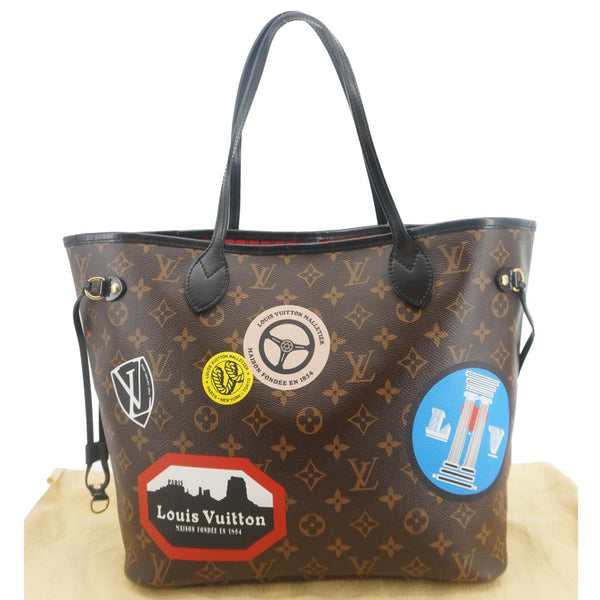 LOUIS VUITTON Neverfull MM World Tour Monogram Canvas Tote Shoulder Bag Brown
