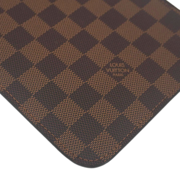LOUIS VUITTON Neverfull Wristlet Damier Ebene Pouch Brown