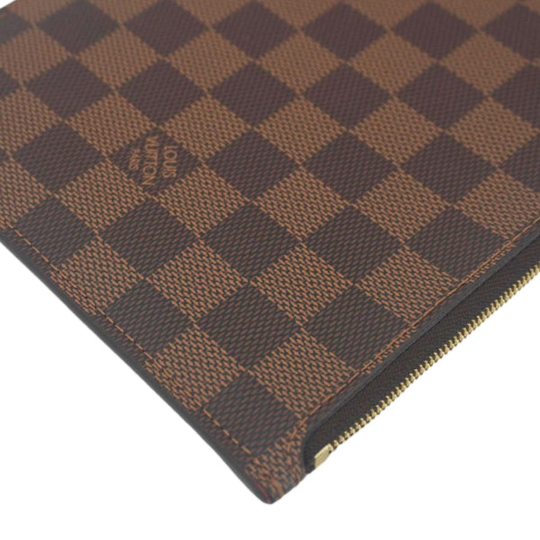 LOUIS VUITTON Neverfull Wristlet Damier Ebene Pouch Brown