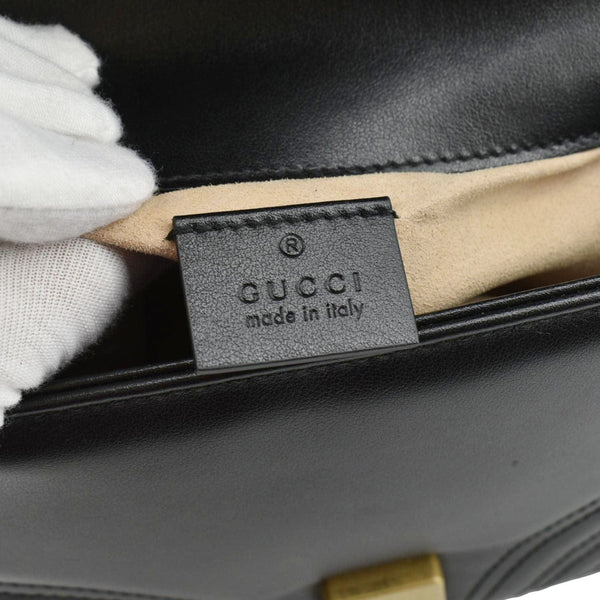 GUCCI GG Marmont Leather Top Handle Crossbody Bag Black 547260